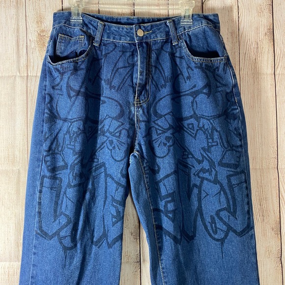 Shein Lot of 3 Pairs of Jeans Size 0XL 33 Waist Skater Punk Destroyed Graffiti - Picture 10 of 12